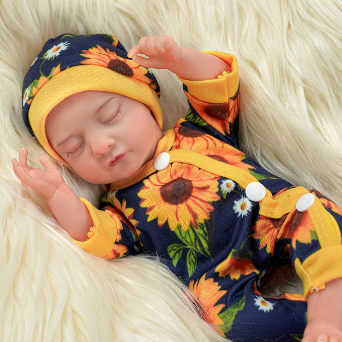 Babeside Star 12'' Realistic Reborn Baby Doll Infant Adorable Sleeping Boy Yellow Sunflower