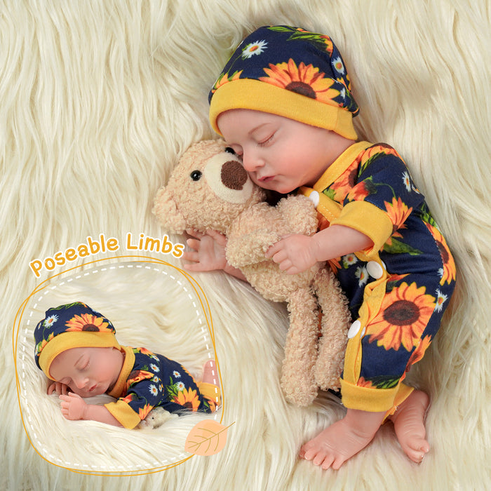 Babeside Star 12'' Realistic Reborn Baby Doll Infant Adorable Sleeping Boy Yellow Sunflower