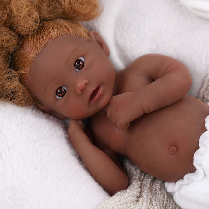 Babeside Stella 12" Full Silicone Reborn Baby Blue Eyes Doll African American Girl