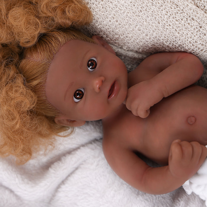 Babeside Stella 12" Full Silicone Reborn Baby Blue Eyes Doll African American Girl