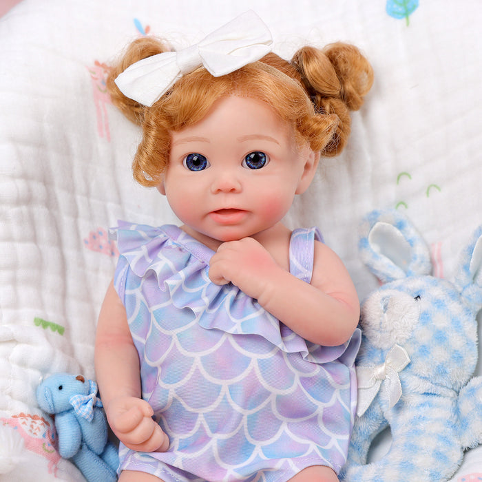 Babeside Stella 12" Full Silicone Reborn Baby Doll Realistic Baby Doll Blue Eyes Girl