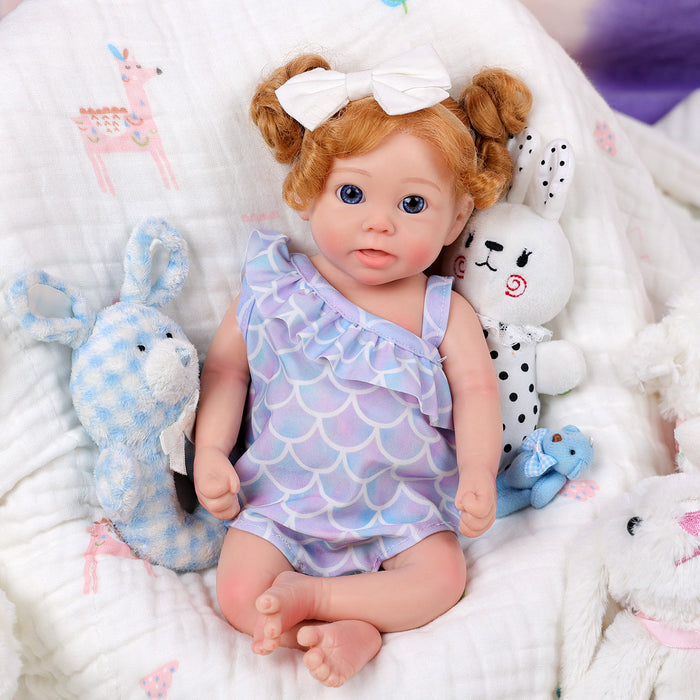 Babeside Stella 12" Full Silicone Reborn Baby Doll Realistic Baby Doll Blue Eyes Girl