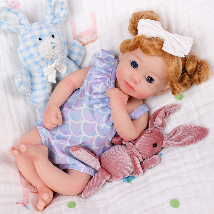 Babeside Stella 12" Full Silicone Reborn Baby Doll Realistic Baby Doll Blue Eyes Girl