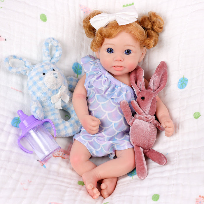 Babeside Stella 12" Full Silicone Reborn Baby Doll Realistic Baby Doll Blue Eyes Girl