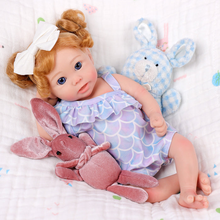 Babeside Stella 12" Full Silicone Reborn Baby Doll Realistic Baby Doll Blue Eyes Girl