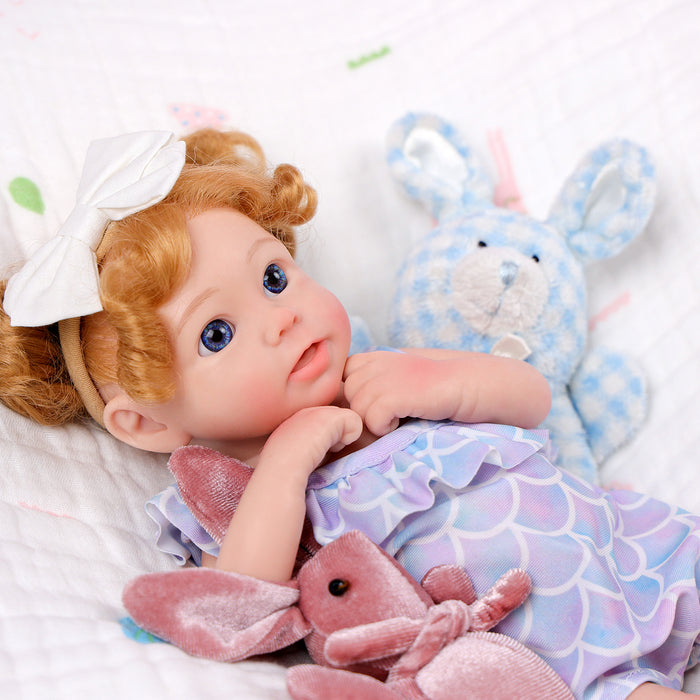 Babeside Stella 12" Full Silicone Reborn Baby Doll Realistic Baby Doll Blue Eyes Girl