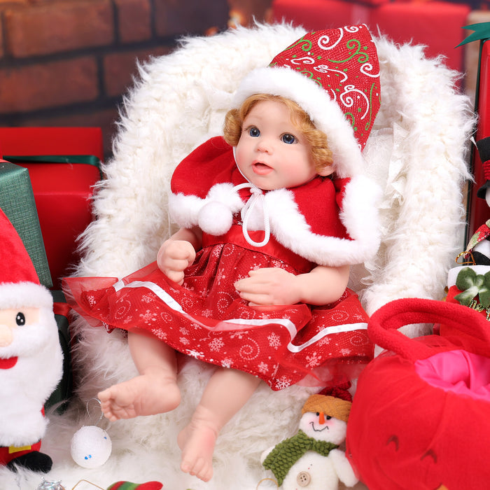Babeside Stella 16'' Christmas Full Silicone Reborn Baby Doll Blue Eyes Girl
