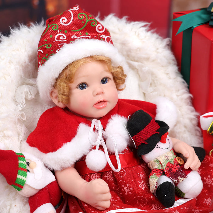 Babeside Stella 16'' Christmas Full Silicone Reborn Baby Doll Blue Eyes Girl