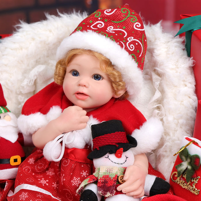 Babeside Stella 16'' Christmas Full Silicone Reborn Baby Doll Blue Eyes Girl