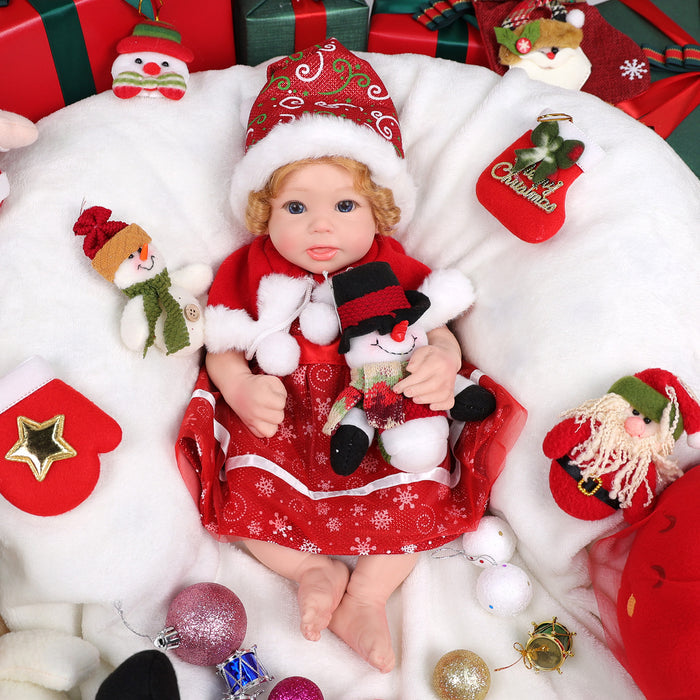 Babeside Stella 16'' Christmas Full Silicone Reborn Baby Doll Blue Eyes Girl