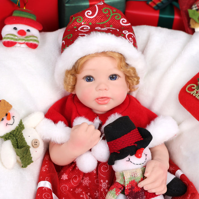 Babeside Stella 16'' Christmas Full Silicone Reborn Baby Doll Blue Eyes Girl