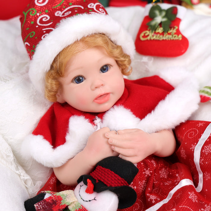 Babeside Stella 16'' Christmas Full Silicone Reborn Baby Doll Blue Eyes Girl