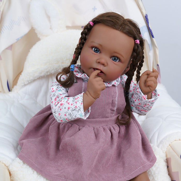 Babeside Stella 20'' African American Reborn Girl Baby Dolls - Real Life Poseable Toddler Baby Dolls