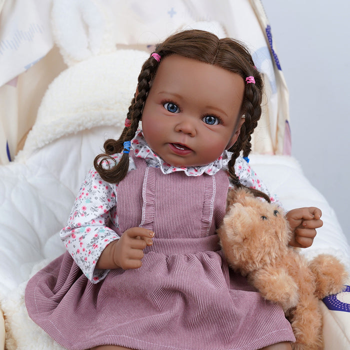 Babeside Stella 20'' African American Reborn Girl Baby Dolls - Real Life Poseable Toddler Baby Dolls