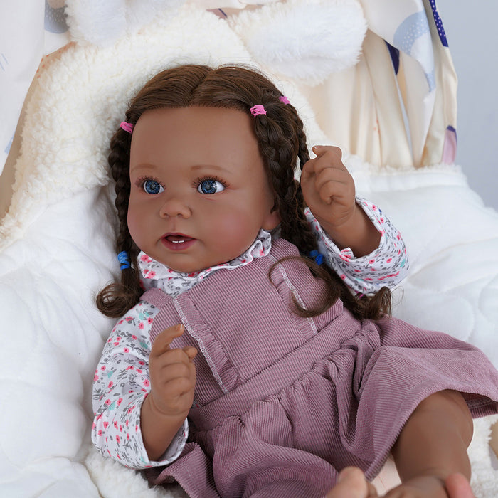 Babeside Stella 20'' African American Reborn Girl Baby Dolls - Real Life Poseable Toddler Baby Dolls