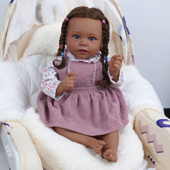 Babeside Stella 20'' African American Reborn Girl Baby Dolls - Real Life Poseable Toddler Baby Dolls