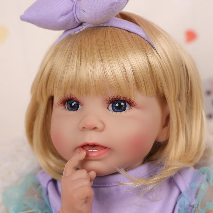 Babeside Stella 20'' Realistic Reborn Baby Doll Purple&Green Suit Blue Eyes Baby Girl