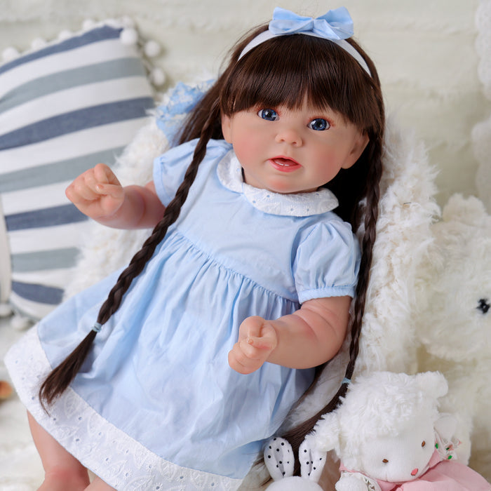 Babeside Stella 20'' Reborn Baby Dolls Girl Awake Realistic Beautiful Blue Eyes Blue Dress