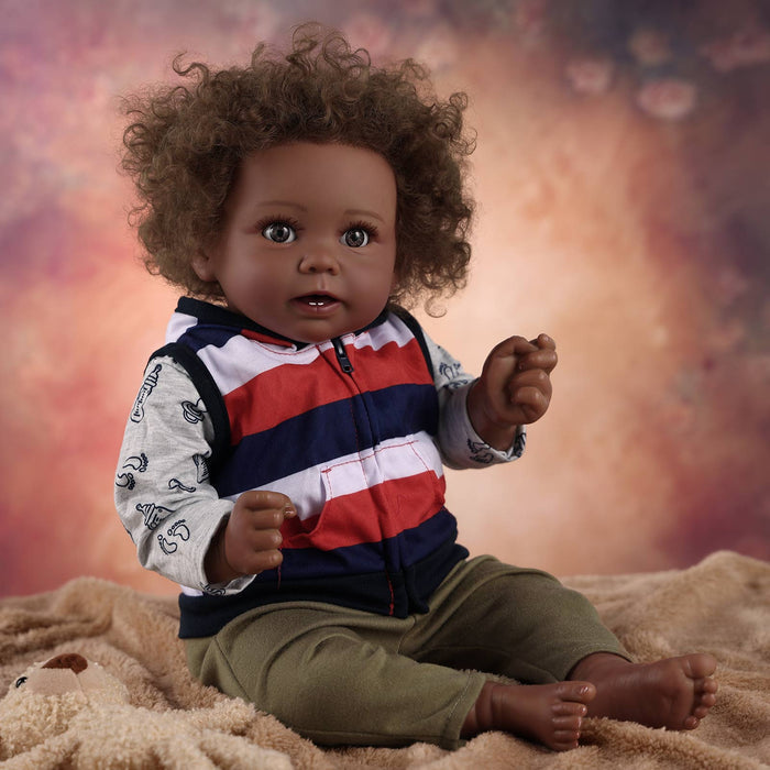 Babeside Stella 20'' Reborns Boy - Real Life Poseable African American Toddler Baby Dolls