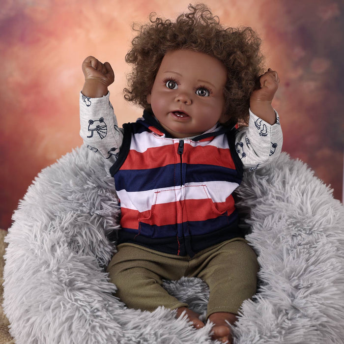 Babeside Stella 20'' Reborns Boy - Real Life Poseable African American Toddler Baby Dolls