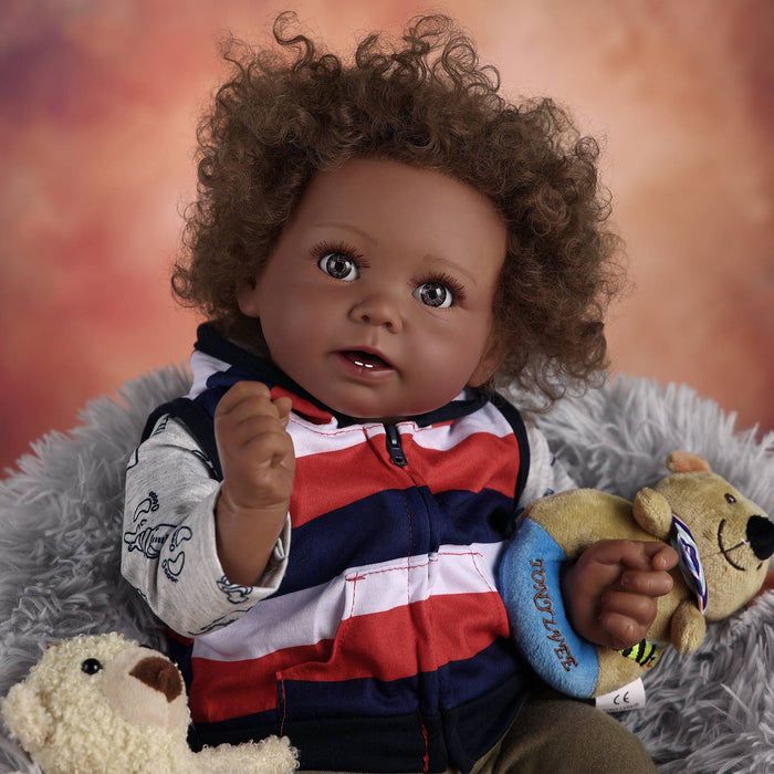 Babeside Stella 20'' Reborns Boy - Real Life Poseable African American Toddler Baby Dolls