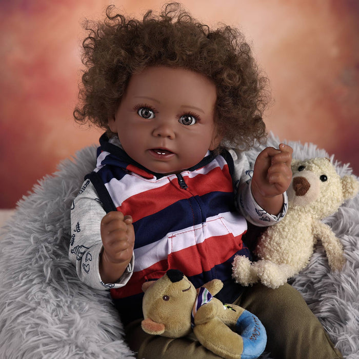 Babeside Stella 20'' Reborns Boy - Real Life Poseable African American Toddler Baby Dolls