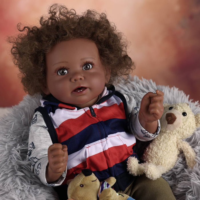 Babeside Stella 20'' Reborns Boy - Real Life Poseable African American Toddler Baby Dolls