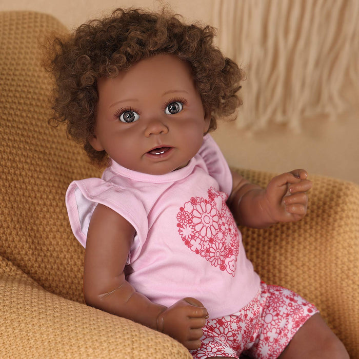 Babeside Stella 20'' Reborns Girl Love - Real Life Poseable African American Toddler Baby Dolls