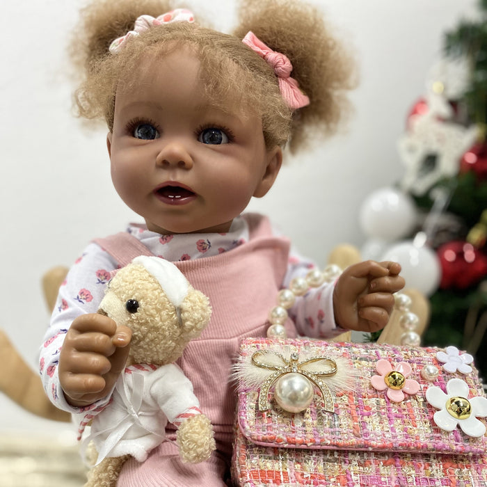 Babeside Stella 20'' The Pink Romper African American Princess with Heartbeat Coos and Breath