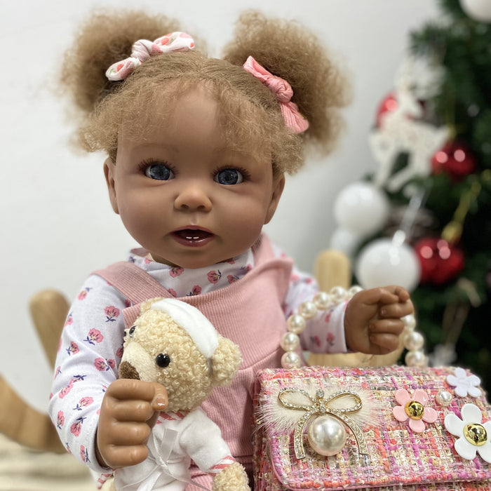 Babeside Stella 20'' The Pink Romper African American Princess with Heartbeat Coos and Breath