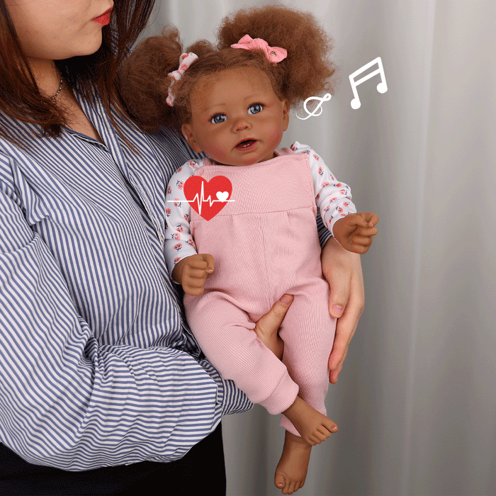 Babeside Stella 20'' The Pink Romper African American Princess with Heartbeat Coos and Breath