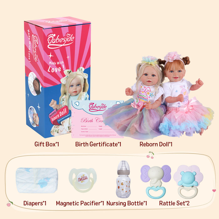 Babeside Stella & Doreen 20'' Realistic Reborn Baby Girl Doll Twins Beautiful Easter
