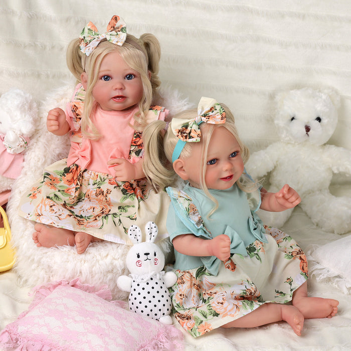 Babeside Stella & Doreen 20'' Realistic Reborn Baby Girl Doll Twins Beautiful Floral Dress