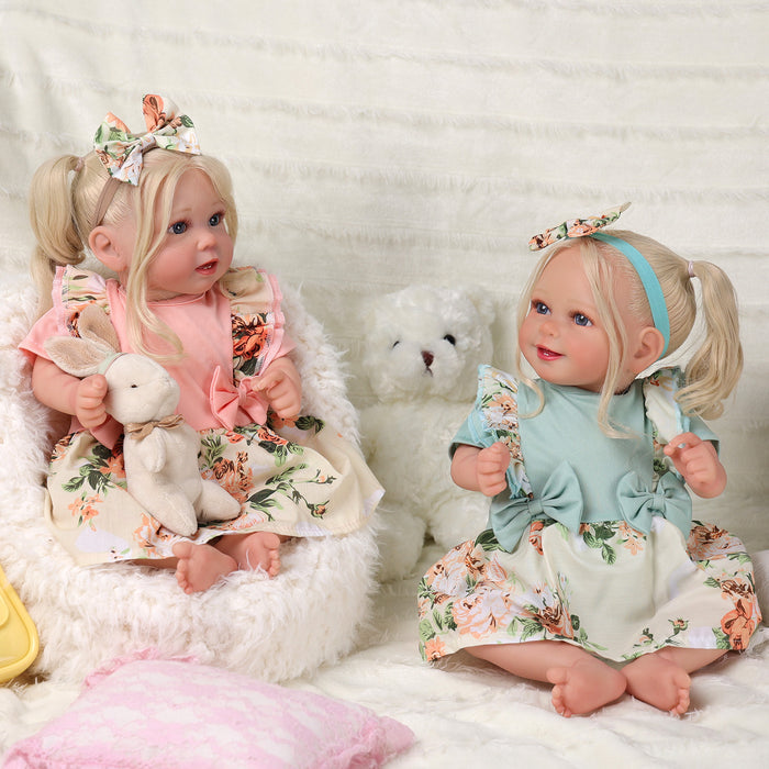 Babeside Stella & Doreen 20'' Realistic Reborn Baby Girl Doll Twins Beautiful Floral Dress