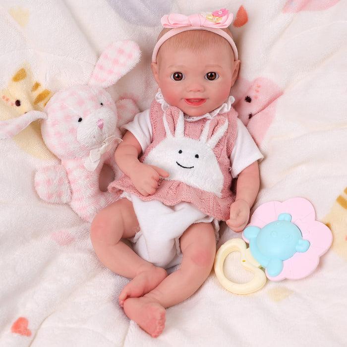 Babeside Sunny 12'' Full Silicone Reborn Baby Doll Lifelike Girl Awake Lovely Rabbit