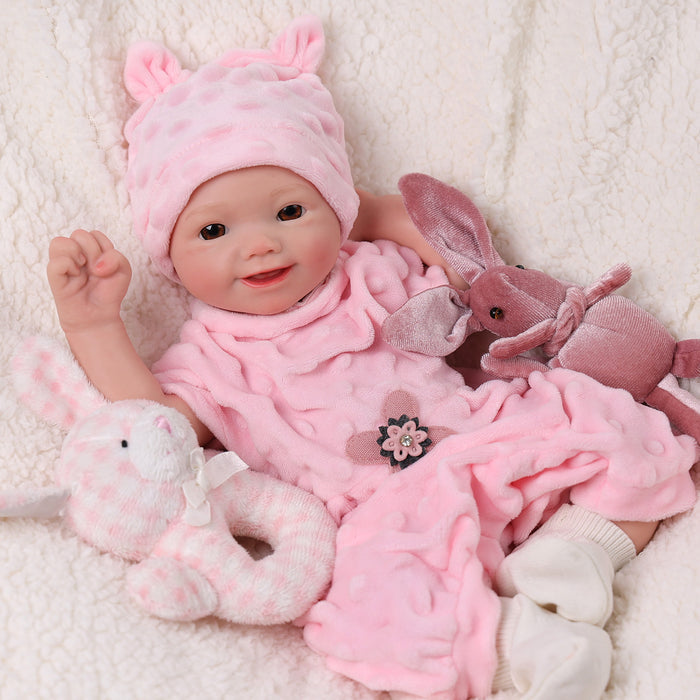 Babeside Sunny 12'' Full Silicone Reborn Baby Doll Lifelike Girl Awake Soft And Lovely Pink