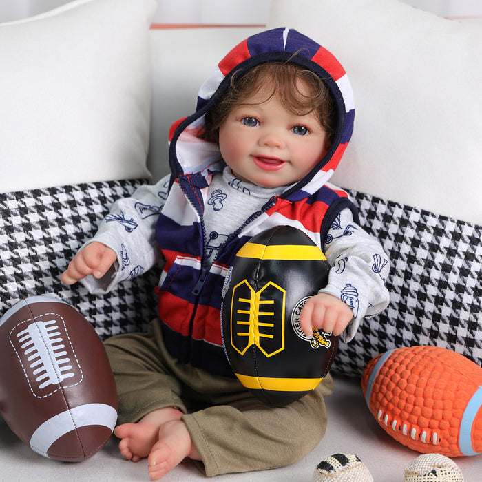 Babeside Sunny 17'' Reborn Baby Doll Adorable Boy Short Brown Hair Baseball Girl Lovely Sport Style Awake Smiling Sweet