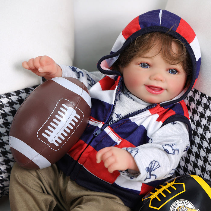 Babeside Sunny 17'' Reborn Baby Doll Adorable Boy Short Brown Hair Baseball Girl Lovely Sport Style Awake Smiling Sweet
