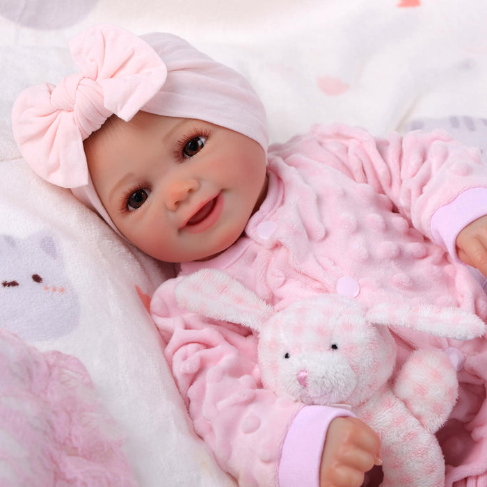Babeside Sunny 17'' Reborn Baby Doll Adorable Brown Eyes Girl with Heartbeat and Coos