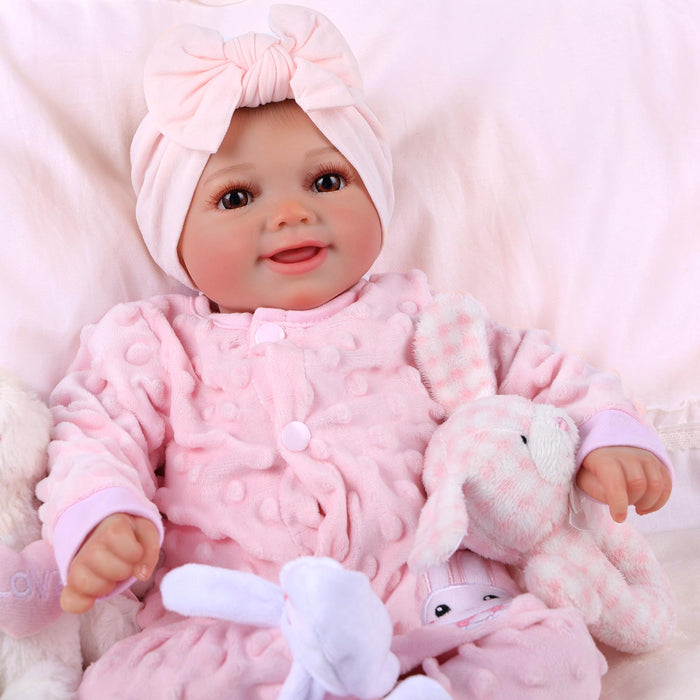 Babeside Sunny 17'' Reborn Baby Doll Adorable Brown Eyes Girl with Heartbeat and Coos