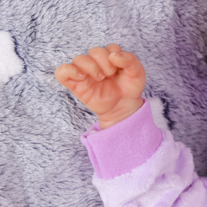 Babeside Sunny 17'' Reborn Baby Doll Adorable Brown Eyes Purple Crawl Suit Girl