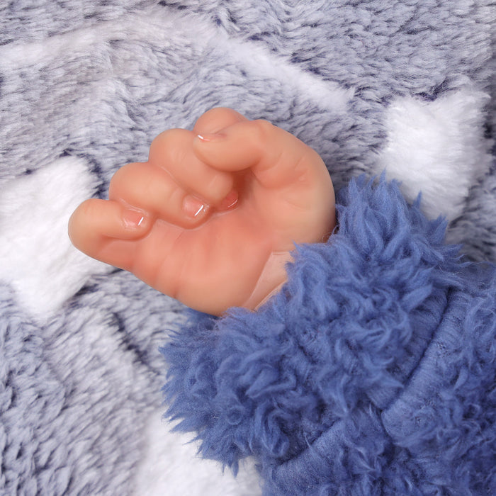 Babeside Sunny 17'' Reborn Baby Doll Brown Eyes Awake Smiling Girl - Blue Style