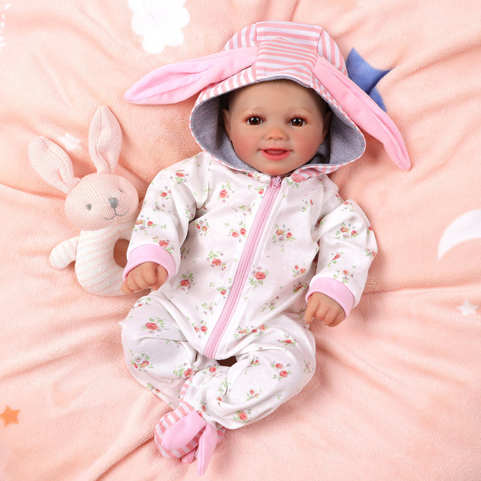 Babeside Sunny 17'' Reborn Baby Doll Brown Eyes Awake Smiling Girl