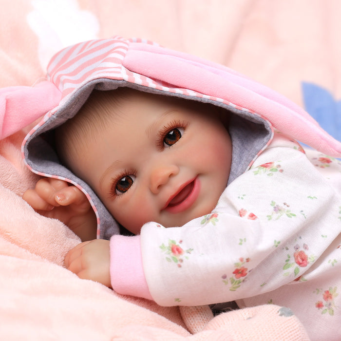 Babeside Sunny 17'' Reborn Baby Doll Brown Eyes Awake Smiling Girl