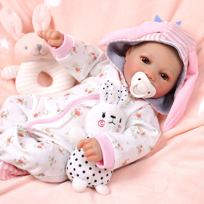 Babeside Sunny 17'' Reborn Baby Doll Brown Eyes Awake Smiling Girl