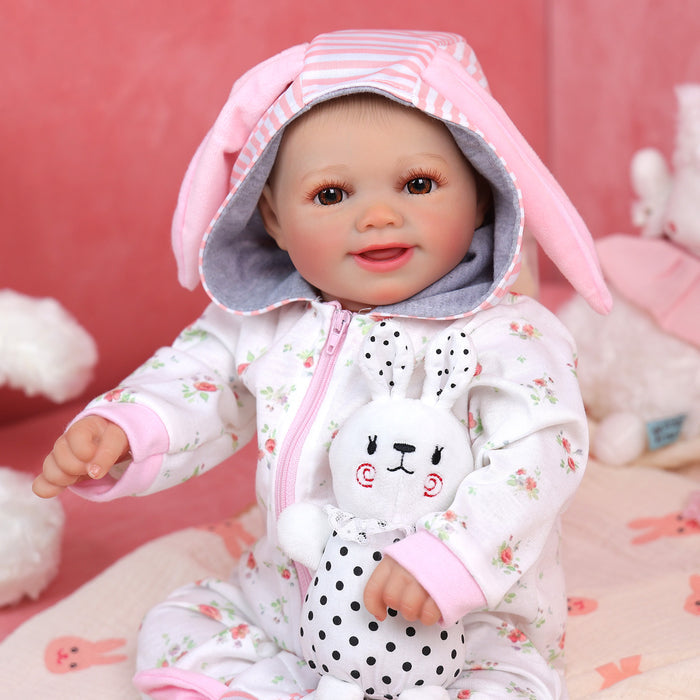 Babeside Sunny 17'' Reborn Baby Doll Brown Eyes Awake Smiling Girl