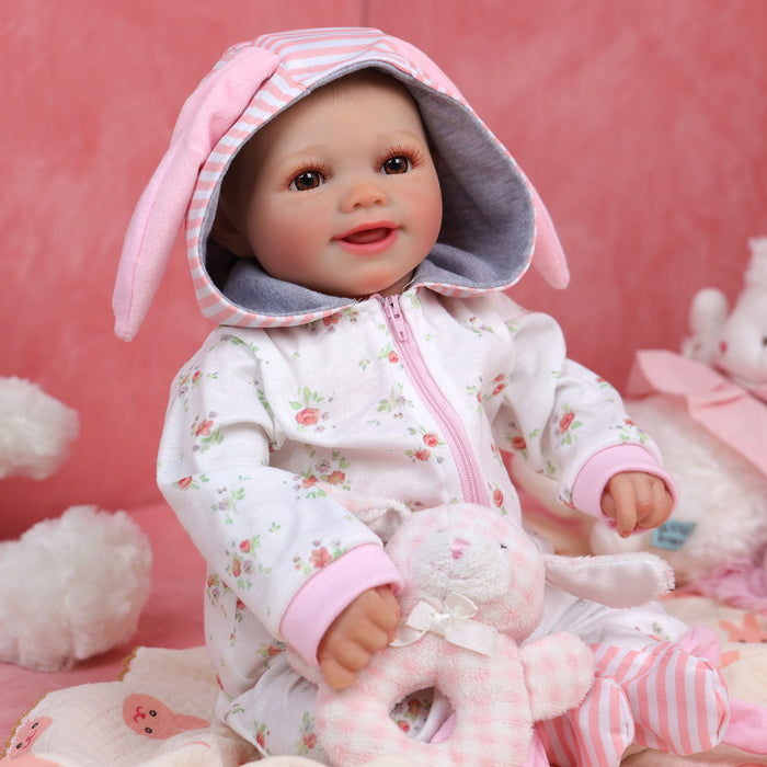 Babeside Sunny 17'' Reborn Baby Doll Brown Eyes Awake Smiling Girl