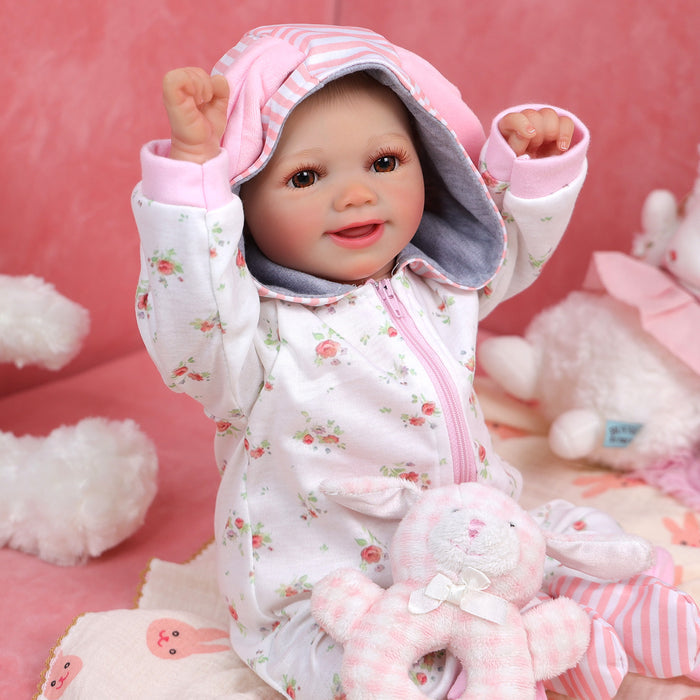 Babeside Sunny 17'' Reborn Baby Doll Brown Eyes Awake Smiling Girl