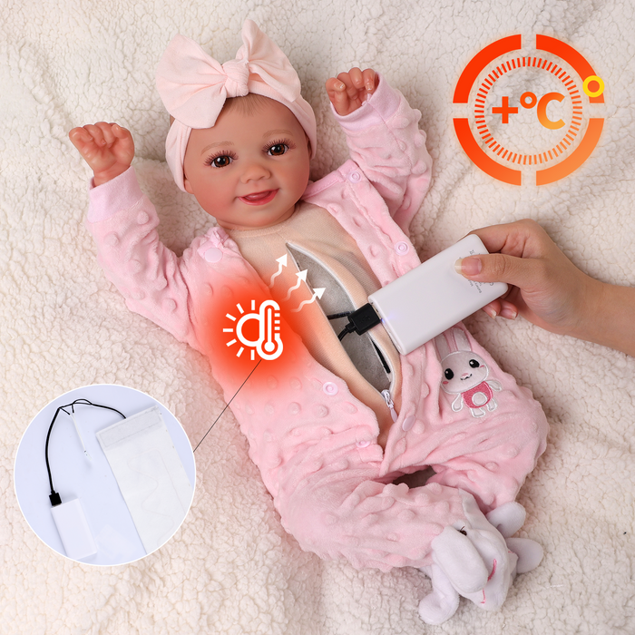 Babeside Sunny 17'' Reborn Baby Doll Brown Eyes Girl with Temperature