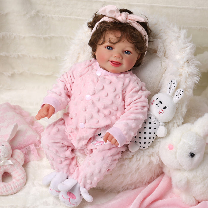 Babeside Sunny 17'' Reborn Baby Doll Girl Blue Eyes Soft And Lovely Pink